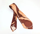 1940s Copper Swing Era Tie Men's Vintage Wide 40s Art Deco Necktie w/ Printed Oak Leaf Designs Made in U.S.A. by ARROW