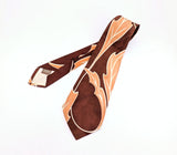 1940s Copper Swing Era Tie Men's Vintage Wide 40s Art Deco Necktie w/ Printed Oak Leaf Designs Made in U.S.A. by ARROW