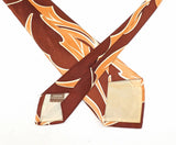 1940s Copper Swing Era Tie Men's Vintage Wide 40s Art Deco Necktie w/ Printed Oak Leaf Designs Made in U.S.A. by ARROW