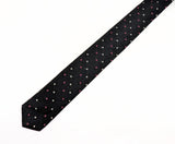 1950s Skinny Black Necktie Atomic Era Tie with Pink & White Star Pattern Rockabilly Mod Menswear