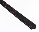 1950s Skinny Black Necktie Atomic Era Tie with Pink & White Star Pattern Rockabilly Mod Menswear