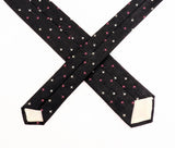 1950s Skinny Black Necktie Atomic Era Tie with Pink & White Star Pattern Rockabilly Mod Menswear