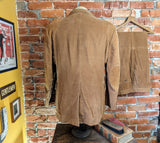1980s 3 Piece Corduroy Suit Mens Camel Brown English Country Style, Dark Academia, Professor Blazer, Vest & Pants/Trousers - Size 44 (LARGE)