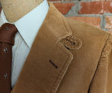 1980s 3 Piece Corduroy Suit Mens Camel Brown English Country Style, Dark Academia, Professor Blazer, Vest & Pants/Trousers - Size 44 (LARGE)