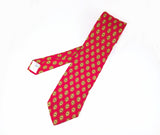 1970s Vintage Silk Woolf Brothers Tie Late 70s Red All Silk Necktie from Italy Gold Medallion Foulard Print Wide Men's Disco era Tie