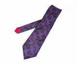 1970s Vintage Wembley Wide Tie Disco Era Blue, Red & Black Geometric Paisley Wemlon Fabric Necktie for Blue, Black or Gray Suit