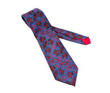 1970s Vintage Wembley Wide Tie Disco Era Blue, Red & Black Geometric Paisley Wemlon Fabric Necktie for Blue, Black or Gray Suit