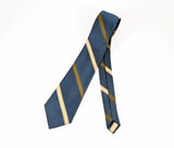 1960s Vintage Wembley Teal Blue Striped Necktie | Ivy League Repp Stripe Tie | Mod Men's Tie for Blue, Black or Gray Suit