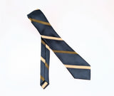 1960s Vintage Wembley Teal Blue Striped Necktie | Ivy League Repp Stripe Tie | Mod Men's Tie for Blue, Black or Gray Suit