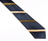 1960s Vintage Wembley Teal Blue Striped Necktie | Ivy League Repp Stripe Tie | Mod Men's Tie for Blue, Black or Gray Suit