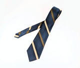 1960s Vintage Wembley Teal Blue Striped Necktie | Ivy League Repp Stripe Tie | Mod Men's Tie for Blue, Black or Gray Suit