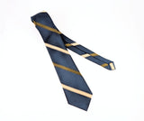 1960s Vintage Wembley Teal Blue Striped Necktie | Ivy League Repp Stripe Tie | Mod Men's Tie for Blue, Black or Gray Suit