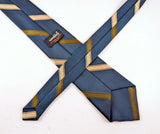 1960s Vintage Wembley Teal Blue Striped Necktie | Ivy League Repp Stripe Tie | Mod Men's Tie for Blue, Black or Gray Suit
