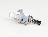 1950s-1960s Vintage Terrier Dog Tie Clip | Silver Tone Skinny Tie Bar | Gray Painted Terrier Tie Clasp | Mid Century Men's Accessory