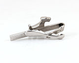 1950s-1960s Vintage Terrier Dog Tie Clip | Silver Tone Skinny Tie Bar | Gray Painted Terrier Tie Clasp | Mid Century Men's Accessory