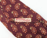 1930s Art Deco Men's Silk Tie Paisley Gatsby Era Burgundy Jacquard Necktie with Woven Paisley Designs by Grayco California End-Lock