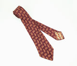 1930s Art Deco Men's Silk Tie Paisley Gatsby Era Burgundy Jacquard Necktie with Woven Paisley Designs by Grayco California End-Lock
