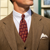 1930s Art Deco Men's Silk Tie Paisley Gatsby Era Burgundy Jacquard Necktie with Woven Paisley Designs by Grayco California End-Lock