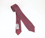 1930s Vintage Art Deco Silk Necktie Red & Teal Geometric Print All Silk Hand Blocked Sachs Men's Shop Fairbanks, Alaska Pre-War Men's Tie