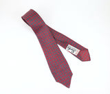 1930s Vintage Art Deco Silk Necktie Red & Teal Geometric Print All Silk Hand Blocked Sachs Men's Shop Fairbanks, Alaska Pre-War Men's Tie