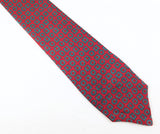 1930s Vintage Art Deco Silk Necktie Red & Teal Geometric Print All Silk Hand Blocked Sachs Men's Shop Fairbanks, Alaska Pre-War Men's Tie