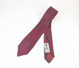 1930s Vintage Art Deco Silk Necktie Red & Teal Geometric Print All Silk Hand Blocked Sachs Men's Shop Fairbanks, Alaska Pre-War Men's Tie