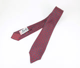 1930s Vintage Art Deco Silk Necktie Red & Teal Geometric Print All Silk Hand Blocked Sachs Men's Shop Fairbanks, Alaska Pre-War Men's Tie