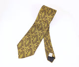 1970s Vintage Wide Silk Paisley Necktie | Gold & Brown Disco Era Tie | Extra Long 60" All Silk Retro Men's Statement Necktie