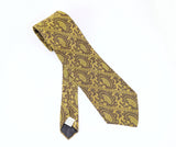 1970s Vintage Wide Silk Paisley Necktie | Gold & Brown Disco Era Tie | Extra Long 60" All Silk Retro Men's Statement Necktie