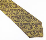 1970s Vintage Wide Silk Paisley Necktie | Gold & Brown Disco Era Tie | Extra Long 60" All Silk Retro Men's Statement Necktie