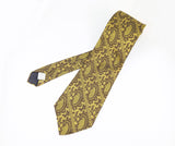 1970s Vintage Wide Silk Paisley Necktie | Gold & Brown Disco Era Tie | Extra Long 60" All Silk Retro Men's Statement Necktie