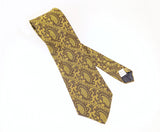 1970s Vintage Wide Silk Paisley Necktie | Gold & Brown Disco Era Tie | Extra Long 60" All Silk Retro Men's Statement Necktie