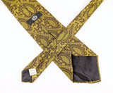 1970s Vintage Wide Silk Paisley Necktie | Gold & Brown Disco Era Tie | Extra Long 60" All Silk Retro Men's Statement Necktie