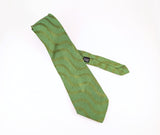 1970s Vintage Psychedelic Green Necktie | Wide Green & Gold Wave Pattern Tie | Acetate Rayon Disco Era Retro Men's Neckwear