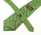 1970s Vintage Psychedelic Green Necktie | Wide Green & Gold Wave Pattern Tie | Acetate Rayon Disco Era Retro Men's Neckwear