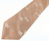 1970s Vintage Sears Wide Necktie Brown Taupe Abstract Floral Nylon Disco Era Tie 4.25 Inch Wide