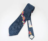 1970s Vintage Wide Necktie Blue Abstract Geometric Polyester Disco Era Tie 4 Inch by National Shirt Shops