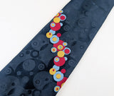 1970s Vintage Wide Necktie Blue Abstract Geometric Polyester Disco Era Tie 4 Inch by National Shirt Shops