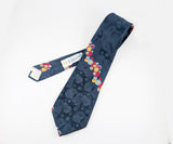 1970s Vintage Wide Necktie Blue Abstract Geometric Polyester Disco Era Tie 4 Inch by National Shirt Shops