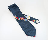 1970s Vintage Wide Necktie Blue Abstract Geometric Polyester Disco Era Tie 4 Inch by National Shirt Shops