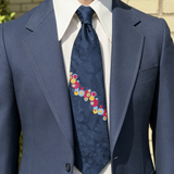1970s Vintage Wide Necktie Blue Abstract Geometric Polyester Disco Era Tie 4 Inch by National Shirt Shops