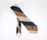 1970s Vintage COUNTESS MARA Striped Tie Navy Blue Brown Beige Striped Necktie for Jack Henry Kansas City