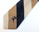 1970s Vintage COUNTESS MARA Striped Tie Navy Blue Brown Beige Striped Necktie for Jack Henry Kansas City