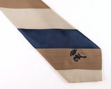 1970s Vintage COUNTESS MARA Striped Tie Navy Blue Brown Beige Striped Necktie for Jack Henry Kansas City