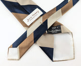 1970s Vintage COUNTESS MARA Striped Tie Navy Blue Brown Beige Striped Necktie for Jack Henry Kansas City