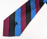 1970s Vintage CONTESS MARA All Silk Necktie Blue Burgundy Black Striped Wide Tie for Dillard’s