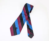 1970s Vintage CONTESS MARA All Silk Necktie Blue Burgundy Black Striped Wide Tie for Dillard’s