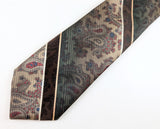 1970s Vintage DAMON Paisley Necktie Wide Disco Era Tie Shellaby’s Brown Green Burgundy