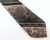 1970s Vintage DAMON Paisley Necktie Wide Disco Era Tie Shellaby’s Brown Green Burgundy
