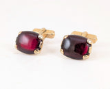 1940s Vintage SWANK Men's Cufflinks Cherry Juice Bakelite Gold Tone Ruby Red Cuff Links Mid Century Men’s Jewelry